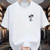 2025 Men's Summer 100 Cotton Fashionable Casual Sports Loose Plus Size Letter Pattern Printed Round Neck Short Sleeved T-shirt