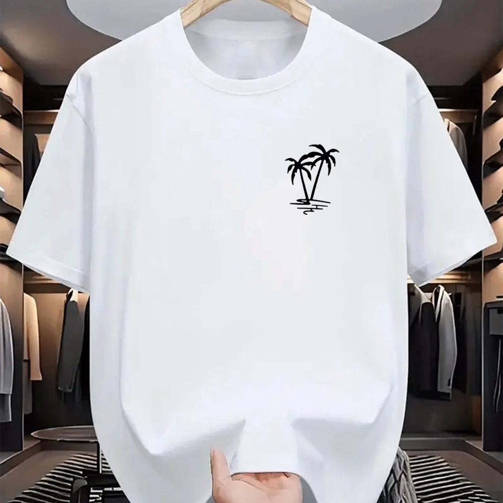 2025 Men's Summer 100 Cotton Fashionable Casual Sports Loose Plus Size Letter Pattern Printed Round Neck Short Sleeved T-shirt