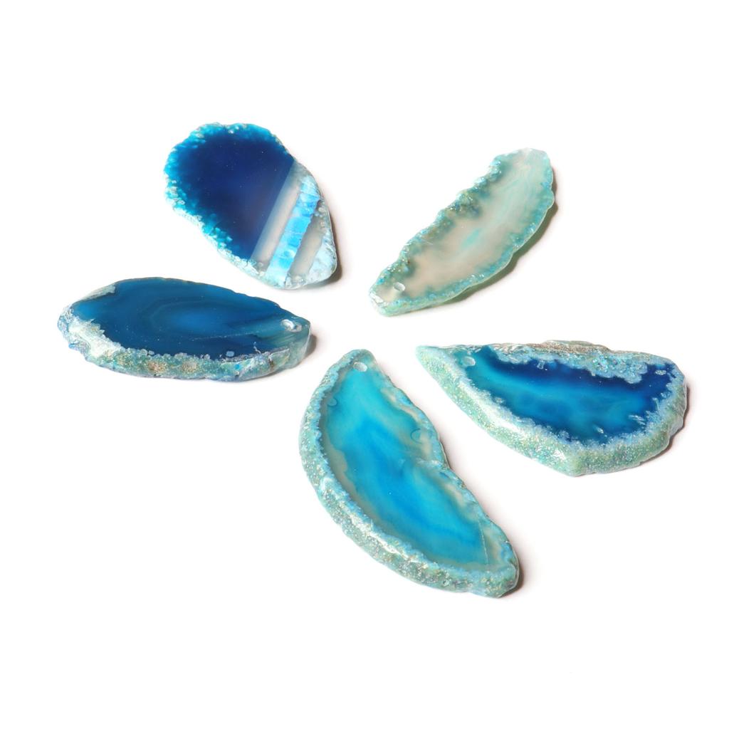 Agate Slices Irregular Agate Light Table Slices for DIY Jewelry Making Home Decoration Blue 1.2‑2in