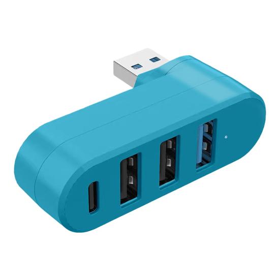 4-портовый USB 3 Скорость передачи Универсальный хаб 5 Гбит/с Подключи и работай Вращаемый на 180 градусов USB