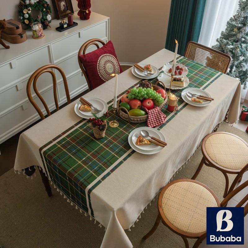 American Style Plaid Tablecloth Vintage Tassel Table Cover Living Room Rectangle Dining Cloth
