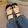2024 Summer New Narrow Band Women Sandal Shoes Fashion Thick Heel Ladies Elegant Open Toe Sandalias Ankle Strap Dress Pumps