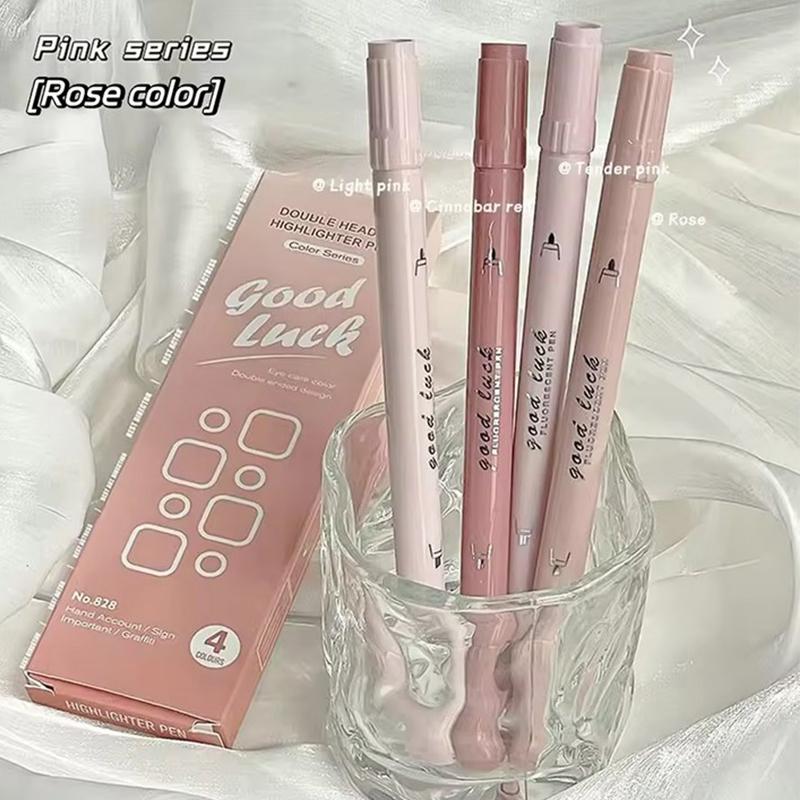 4 шт. маркер-хайлайтер с двумя наконечниками, маркер с градиентным цветом высокой ценности, студенческие маркеры, милые хайлайтеры, канцелярские принадлежности