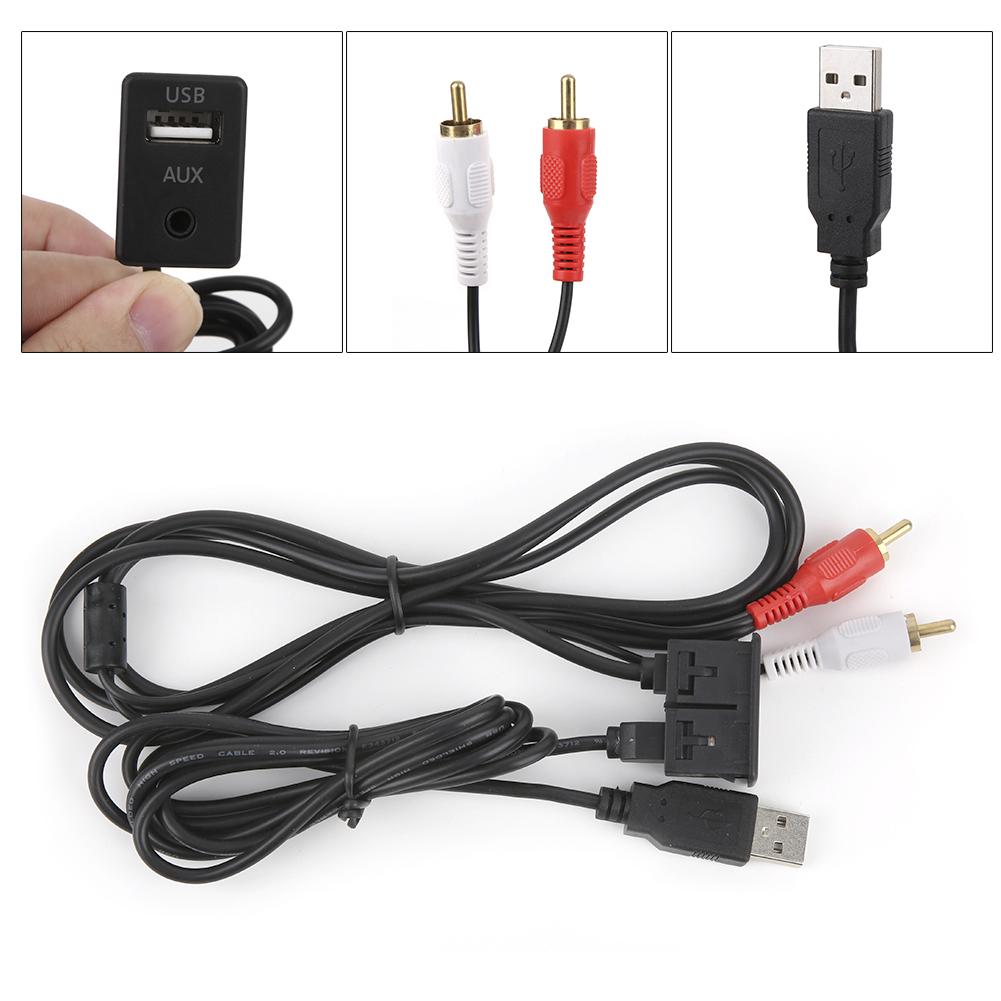 3.5mm 3.3ft Extension Wire USB AUX Stereo Female To 2 RCA Male Cable for Car Boat Motorcycle
