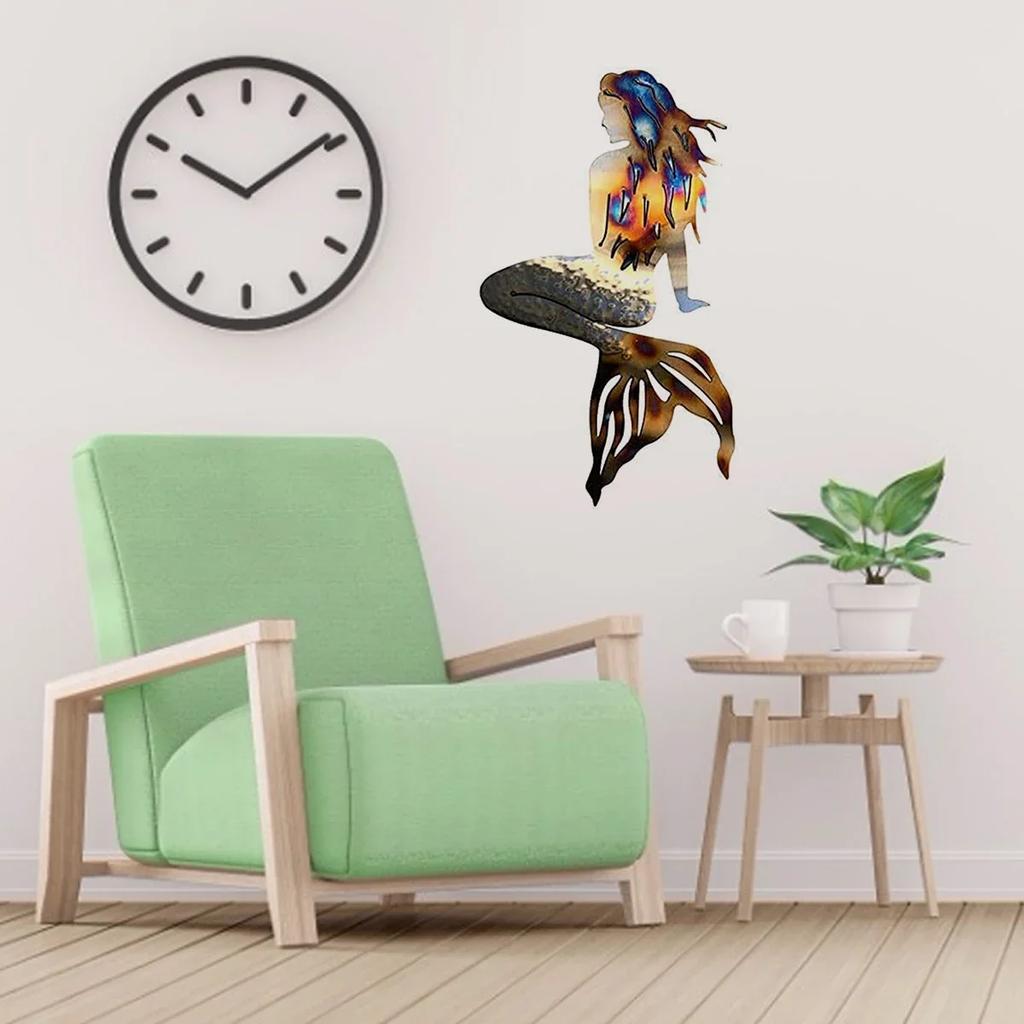 Mermaid Metal Art Wall Decor,Metal Wrought Iron Mermaids Handmade Creative Craft Panels For Wall Art Home Garden Beach