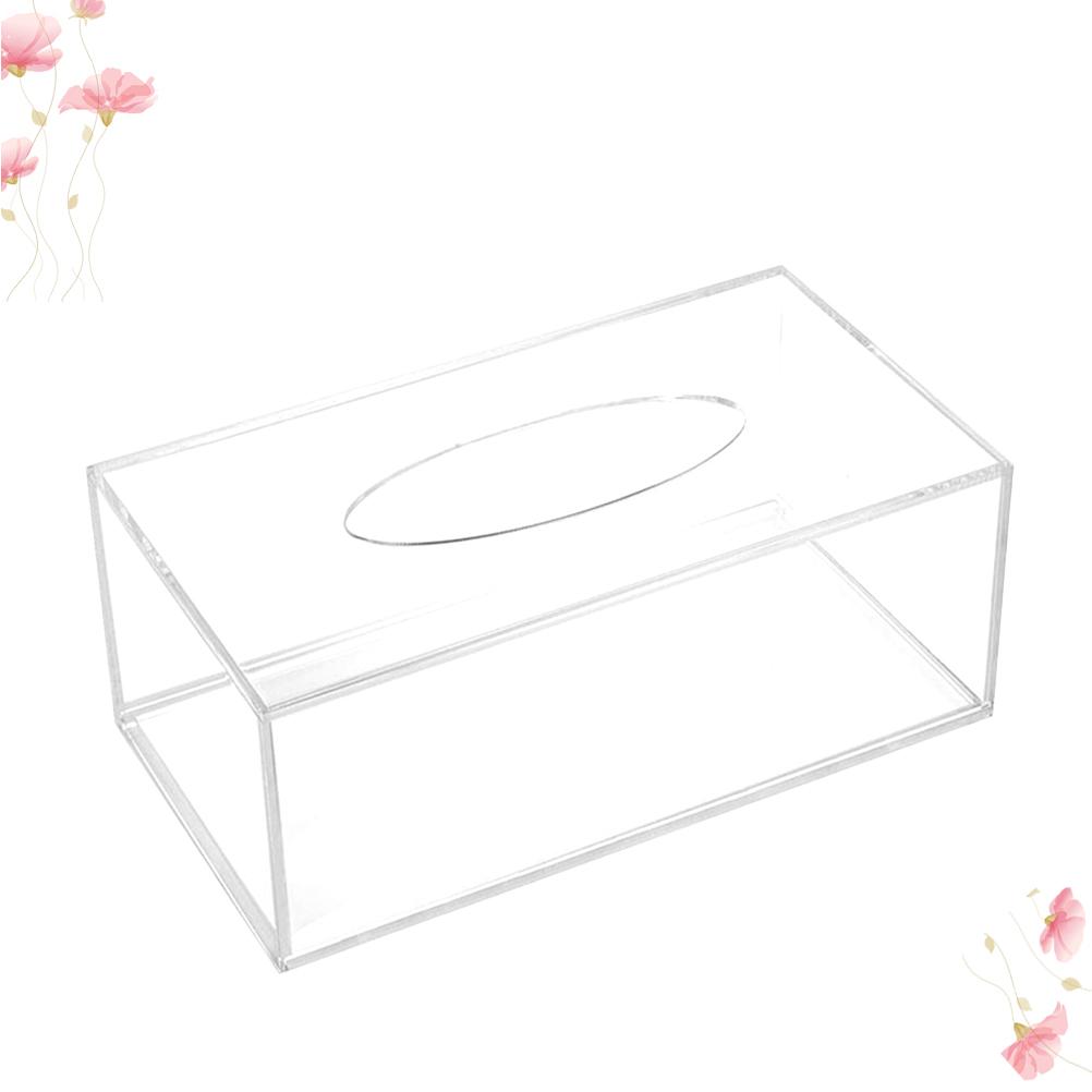 Clear Acrylic Tissue Box Holder Simple Rectangular Paper Napkin Cointainer Oragnizer for Car Home End Table
