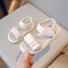 2024 Новые летние сандалии для мальчиков, симпатичные, на липучках, простые, детские, пляжные туфли для девочек, нескользящие, дышащие, повседневные туфли для детей