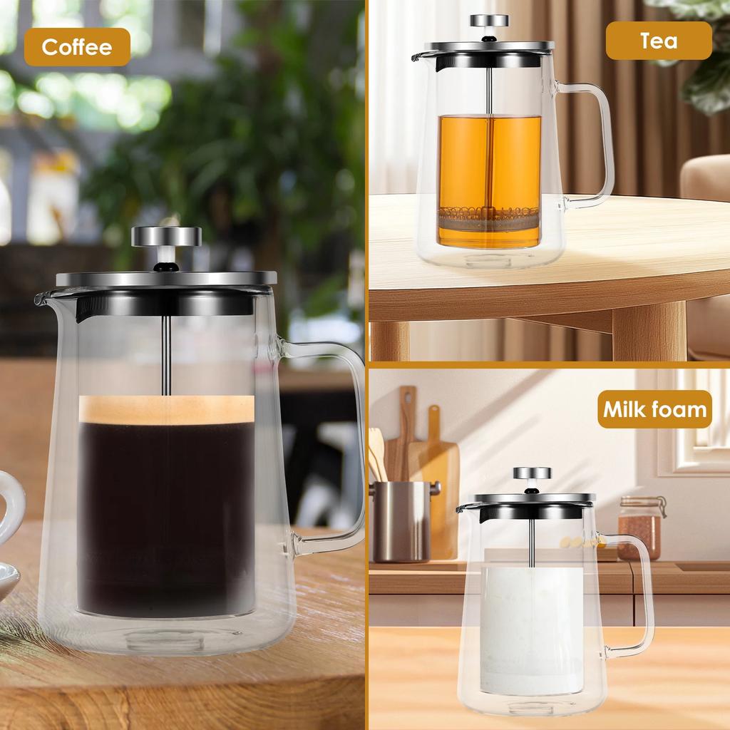 French Press Coffee Maker 350/650/1000ml Glass French Press Espresso Pot Percolator Coffee Brewer With Filtration Coffee Maker