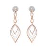 Висячие серьги из недрагоценного металла, 24-каратное розовое золото и серебро с покрытием из белого австрийского хрусталя и камня, серьги-капли для девочек/женщин