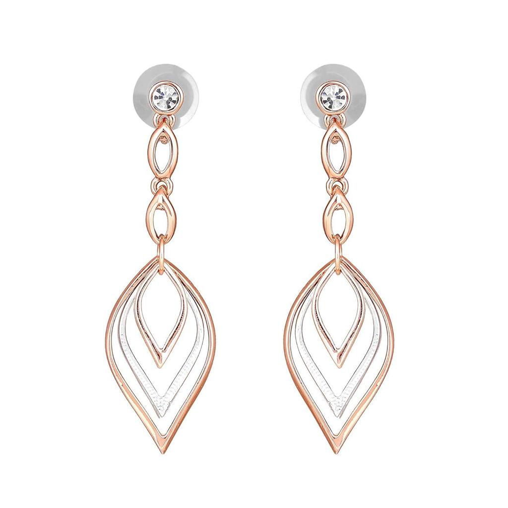 Висячие серьги из недрагоценного металла, 24-каратное розовое золото и серебро с покрытием из белого австрийского хрусталя и камня, серьги-капли для девочек/женщин