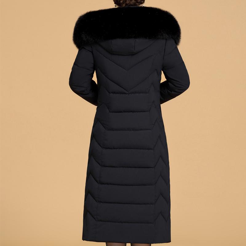 Plus Size XL-6XL Middle Age Woman Long Coat Winter Thick Warm Overcoats Hooded Elegant Faux Fur Collar Loose Lady Jackets