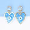 Pinkdudu New Fashion Blue Heart Devil's Eye Drop Earrings Exaggerated Creative Red Green Earring for Women Jewelry PD1244