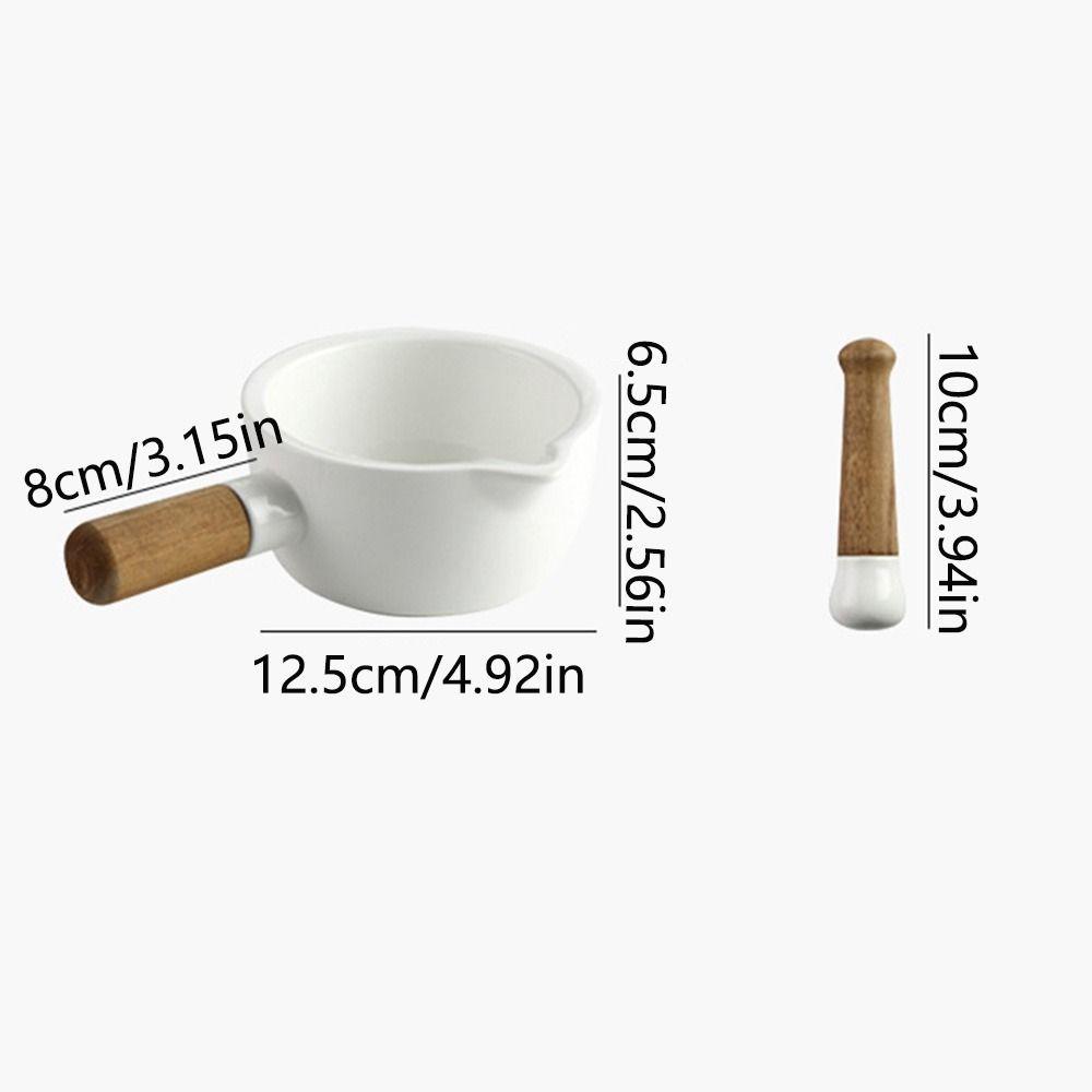 Efficient Grinding Hand-held Mashing Jar with Wood Handle Pottery Grinding Bowl  Household