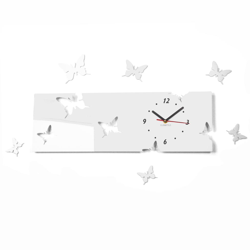 Modern horizontal Butterflies wall clock