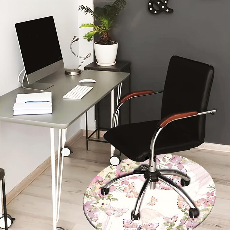 1PC Butterfly Flowers Non-Slip Floor Round carpet, Office, family, bedroom, Large Area Rug Indoor Rugs, Durable Polyester-Z0430