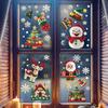 9pcs/set Christmas Static Cling Stickers Window Decals Santa Claus Scene Festive Window Decals Christmas Home Party Decor