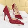 European and American Sexy Thin Heel Super High Heel Shallow Mouth Side Hollow High Heels Retro Snake Pattern Single Shoes