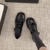 Fashion IPPEUM Mary Jane Shoes Women Black Pu Leather Buckle Round Toe Low Heel Loafers Shoes