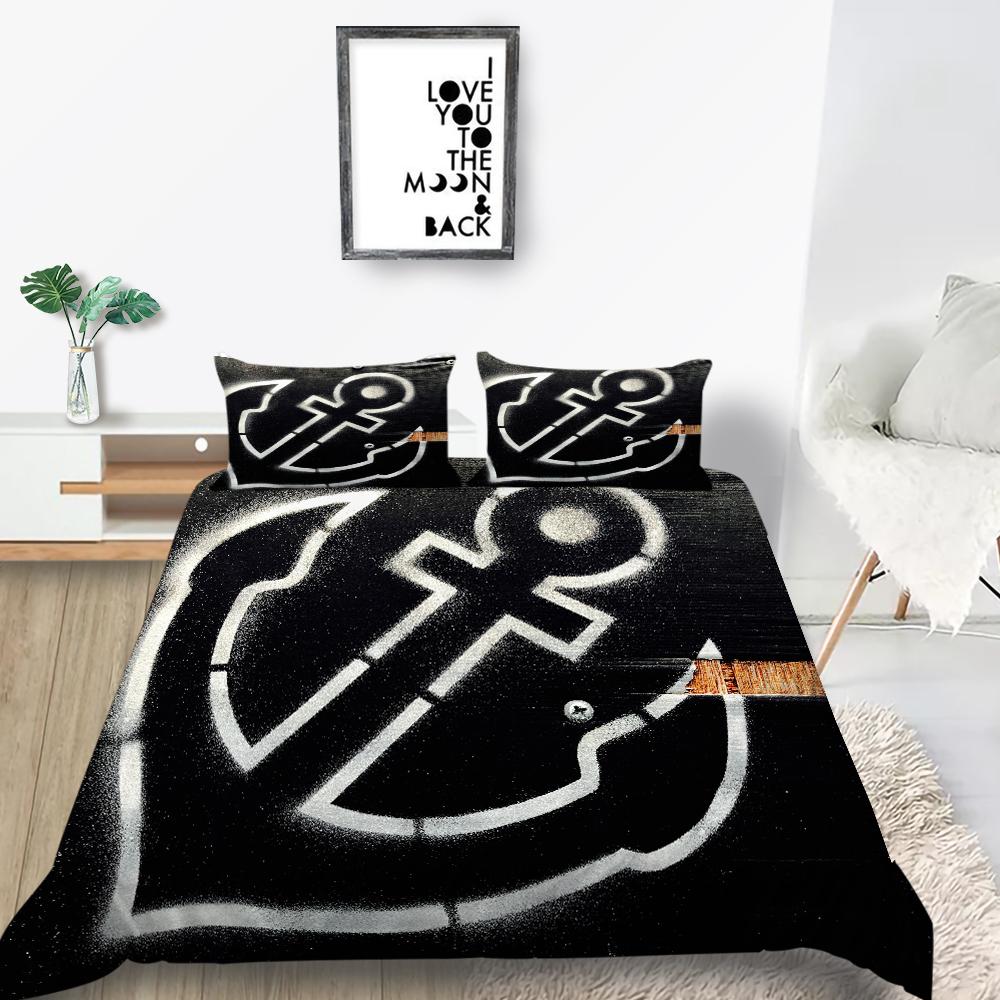 3D Корабль Якорь Комплект постельного белья Роскошный пододеяльник 2/3 шт. AU180 * 210 Полноразмерный мягкий на молнии быстросохнущее украшение для дома