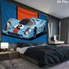Gulf Racing Art Wall tapestry, aesthetic printed fabric blanket, suitable for bedroom, living room, and home decor.