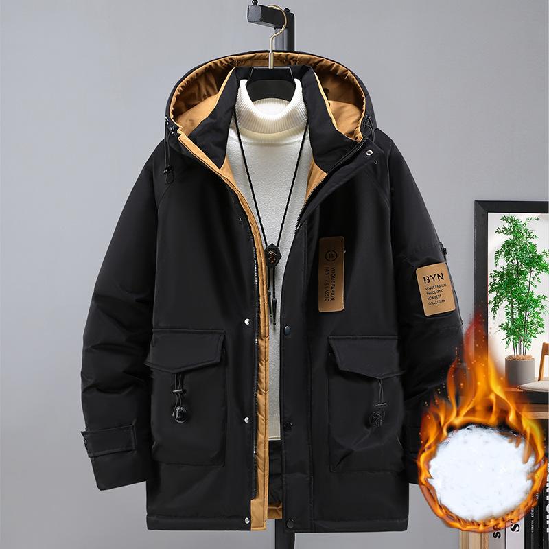 Мужская зимняя рабочая одежда больших размеров, хлопковое пальто с капюшоном, толстая куртка средней длины, повседневная теплая хлопковая куртка 4XL-10XL