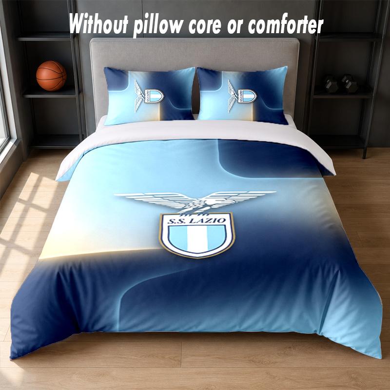 Lazio FC Design Bed Bedding Set 1 Duvet Cover + 2 Pillowcases Soft Breathable Household Bed Linens
