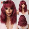 Synthetic Bob Hair Wig with Bangs Ombre Platinum Blonde Cosplay Wigs for Women Short Heat Resistant Female Daily Lolita Wavy Wig