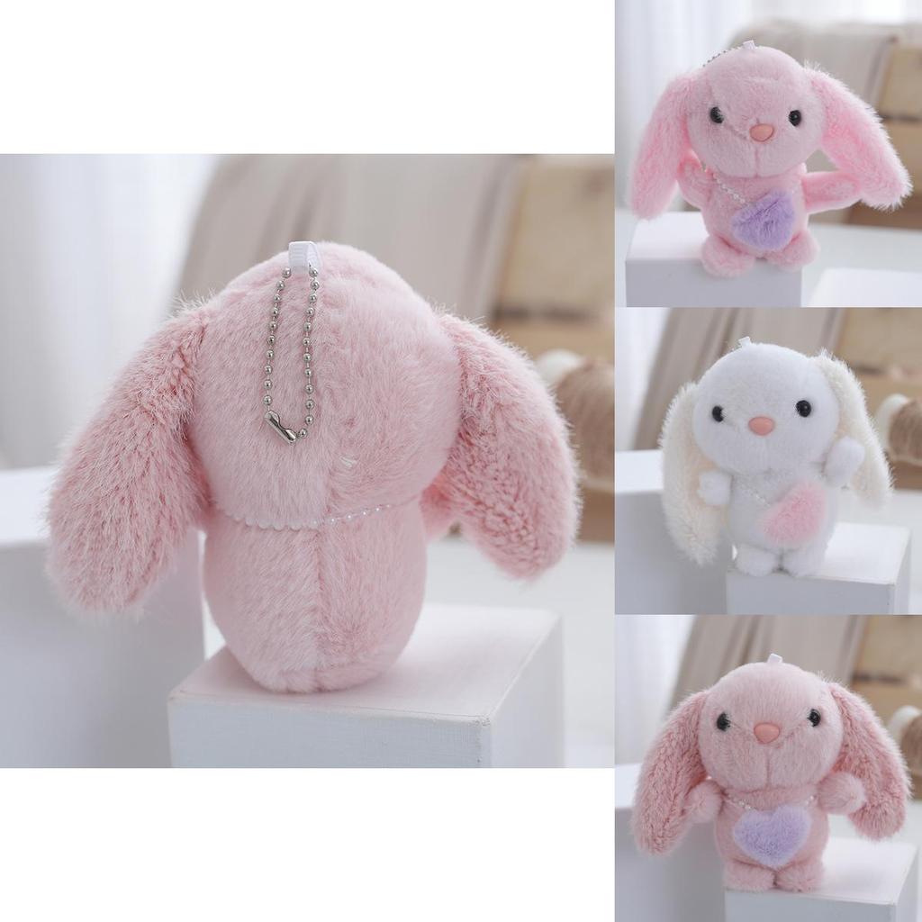 Charming Pink Plush Bunny Keychain Miniature Cuddly Doll Perfect For Children's Presents