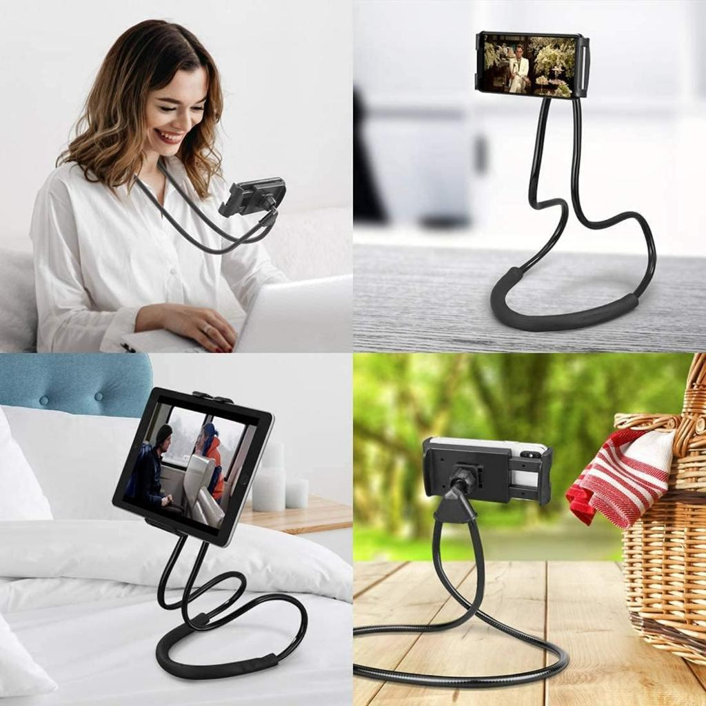 Lazy Cell Phone Mount Hanging on Neck,360 Rotating Neck Holder DIY Flexible Mount Stand Multiple Functions Flexible Lazy Bracket for Phone