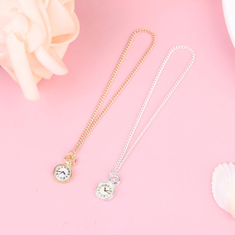 Творческий кукольный домик Мини-ожерелье Карманные часы Золотое ожерелье Индивидуальные карманные часы