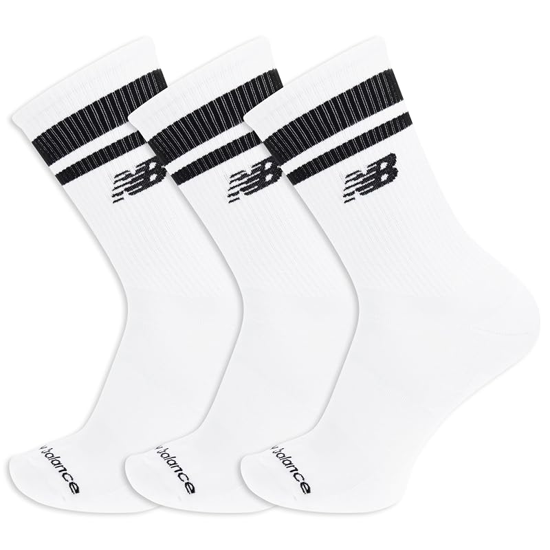 Носки для бега New Balance Unisex, средней высоты, 3 пары, Белые, Размер L