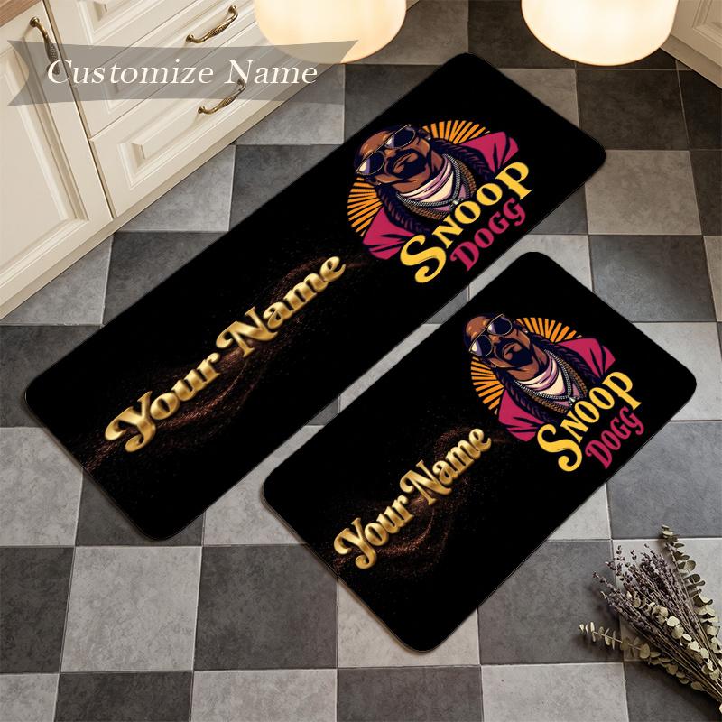 Snoop Dogg (5) Custom Name Flannel Mat Anti-Slip Kitchen Floor Rug for Home Kitchen Decor Gift