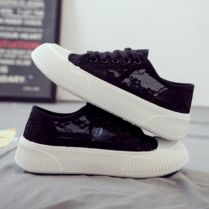 Модная женская обувь 2025 Лето Новые кружевные сетчатые дышащие парусиновые туфли Модный тренд Мягкая подошва Дышащая повседневная обувь Женская