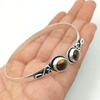 Драгоценный камень Tiger Eye Gemstone 925 пробы с серебряным покрытием Регулируемый браслет-манжета FTRW-C243