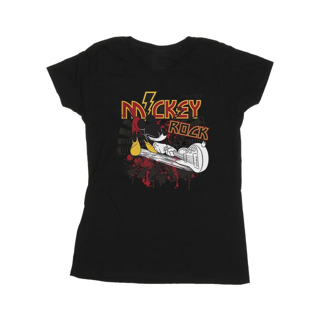 Disney Womens/Ladies Mickey Mouse Smash Guitar Rock Cotton T-Shirt