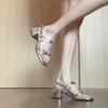 Fashion with Skirt Bow Square Head Thick Heel Sandals Women's Summer 2025 New French Open-toed Sandals Women's Shoes