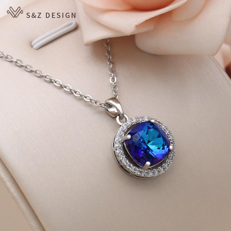 Модное ожерелье с подвеской из розового золота и квадратным кристаллом для женщин, свадебное украшение из кубического циркония, подарок