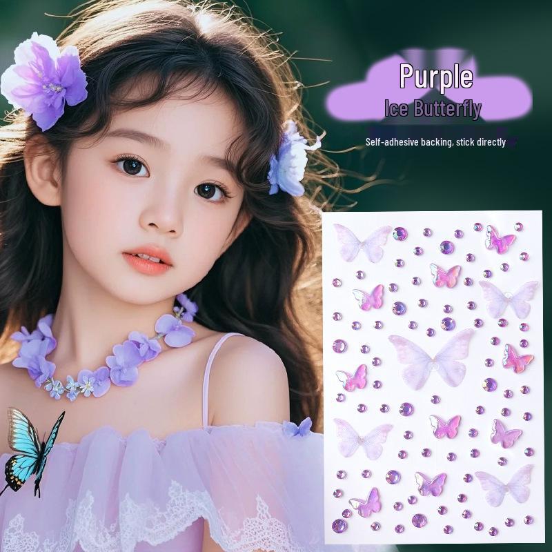 Наклейки для лица «Бабочка и бриллиант» для детского сценического макияжа
