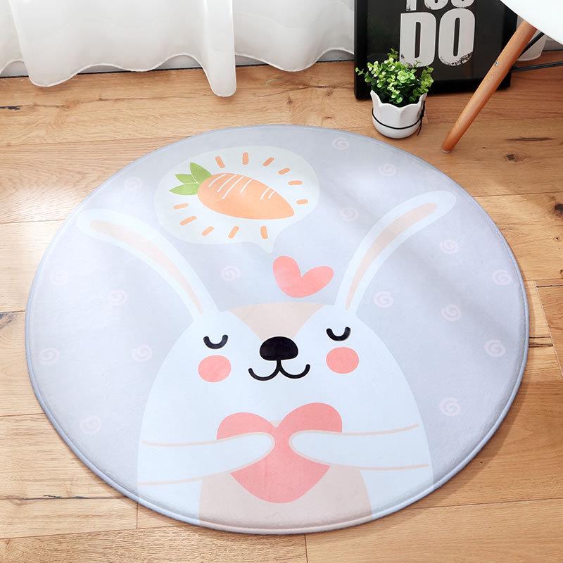 Нескользящий ковер для кроватки для дома, гостиной, спальни, украшение для спальни, кавайный круглый ковер с рисунком, напольный коврик