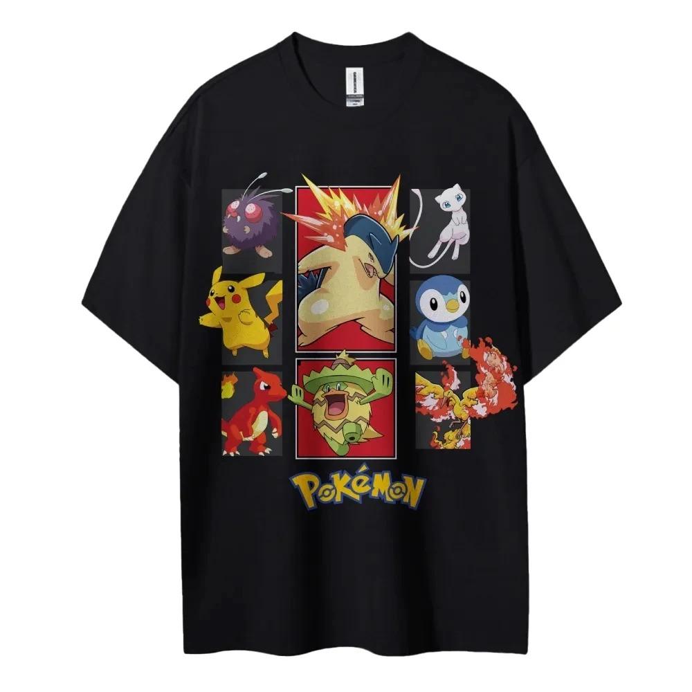 Pokémon Ash & Friends Mega Collage Vintage Anime T-Shirt 90s Nostalgia Oversized Black Unisex Streetwear T-shirt