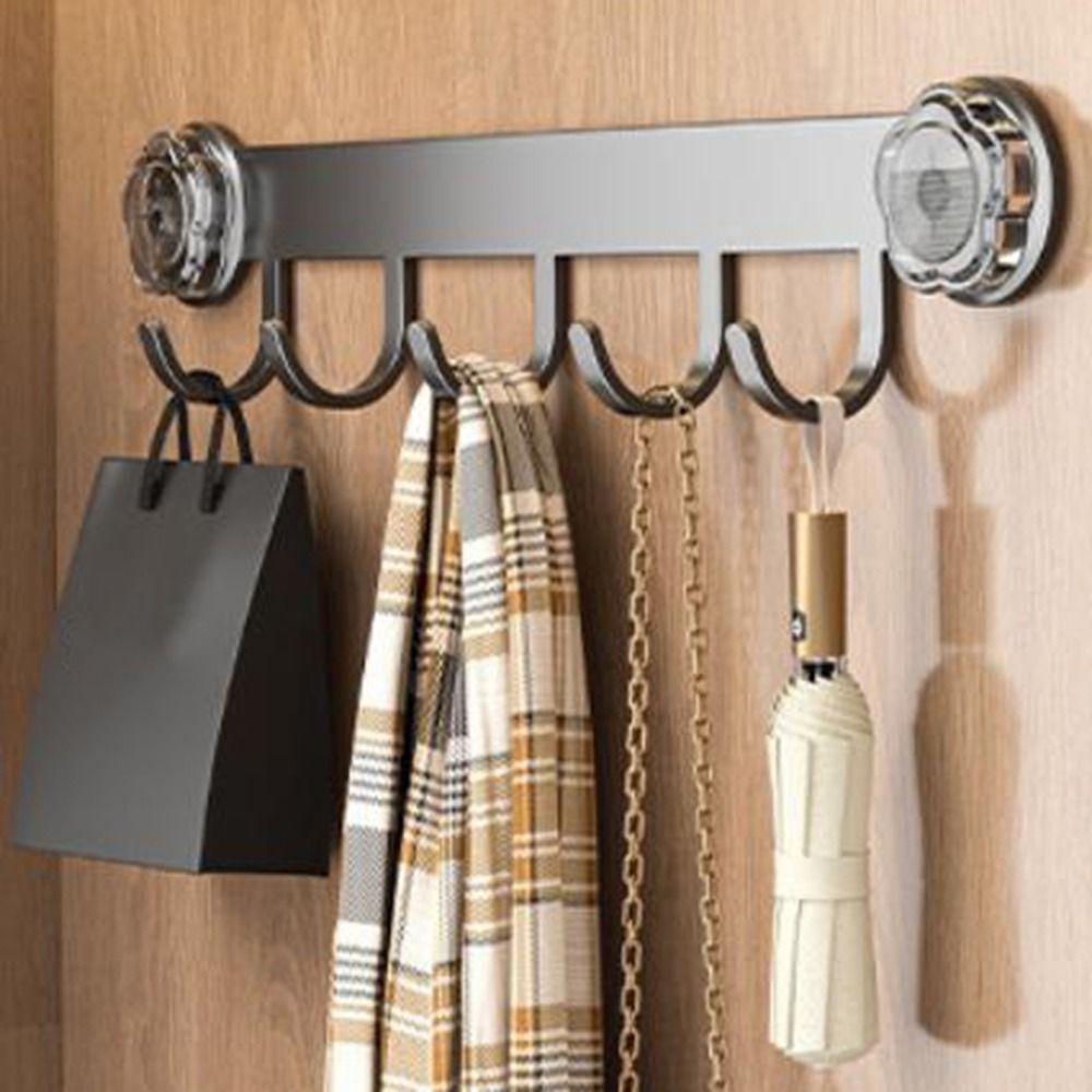 No-Punch Clothes Storage Hook Carbon Steel Entryway Storage Rack Sundries Storage Hook  Bathroom