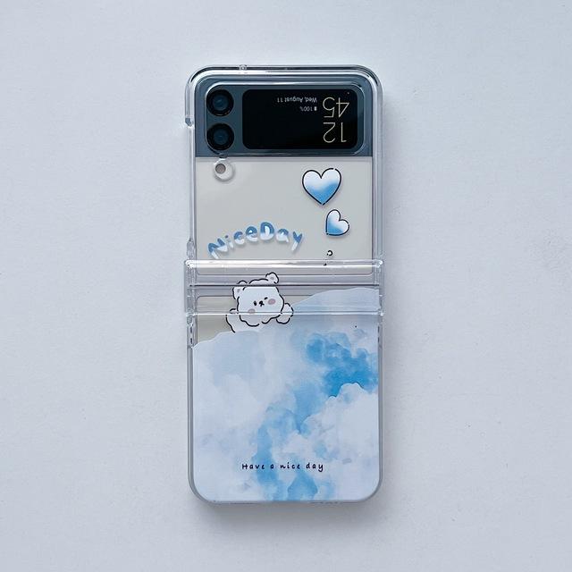 Для Samsung Galaxy Z Flip 4 3 чехол с милой мультяшной росписью, красочный прозрачный складной противоударный защитный чехол, аксессуары