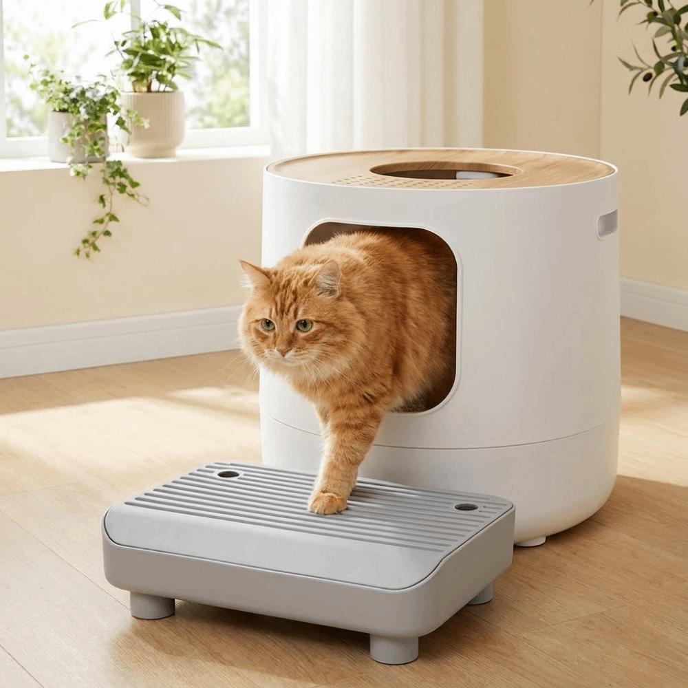 Non Slip Cat Step Filter Pedal Double Layer Cat Litter Ramp Cat Litter Box Step Easy Cleaning