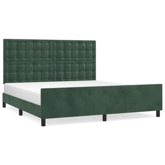 VidaXL Cadre de lit avec tête de lit Vert foncé 160x200 cm Velours3126010