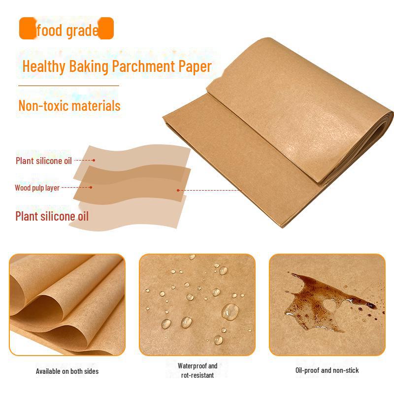 Natural Color Baking Paper Pads, Non-Stick & High-Temp Resistant, 200 Food-Grade Silicone Oil Sheets.