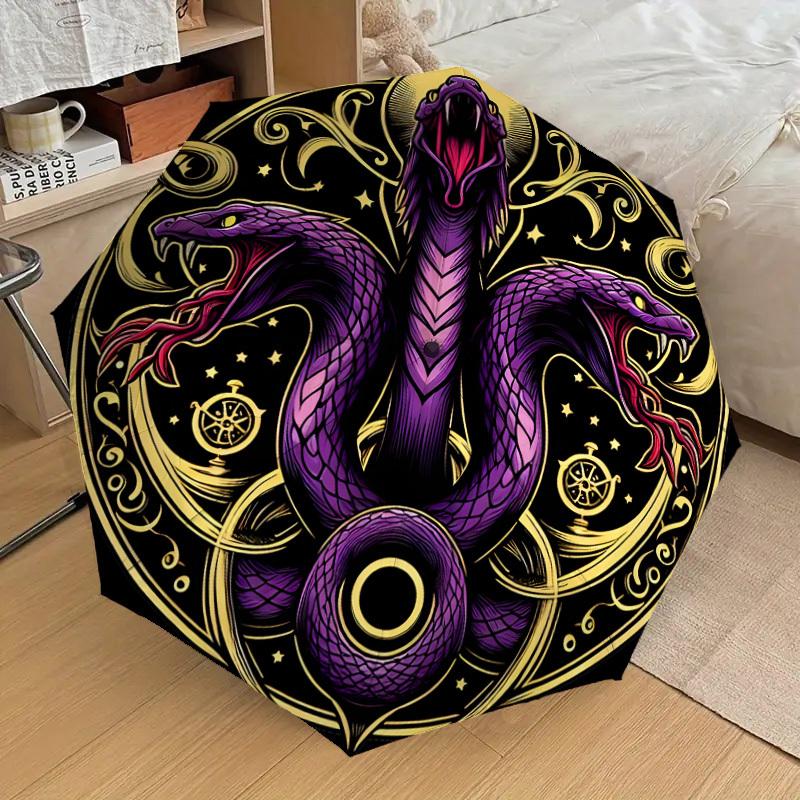 1pc Purple Serpent Mandala Artwork Umbrella with Plastic Handle,Suitable for All Seasons Home Travel Outdoor UmbrellaDD1015