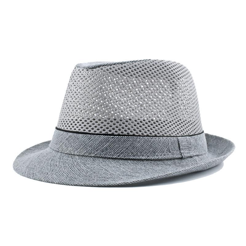 Мужская летняя шляпа, солнцезащитная шляпа для среднего и пожилого возраста, сетчатая полая соломенная шляпа, британская джазовая шляпа