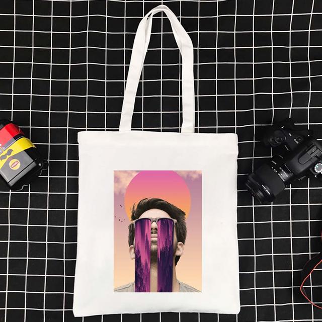 Высококачественная большая вместительная холщовая сумка-тоут, забавная складная женская сумка из полиэстера, складные сумки на плечо