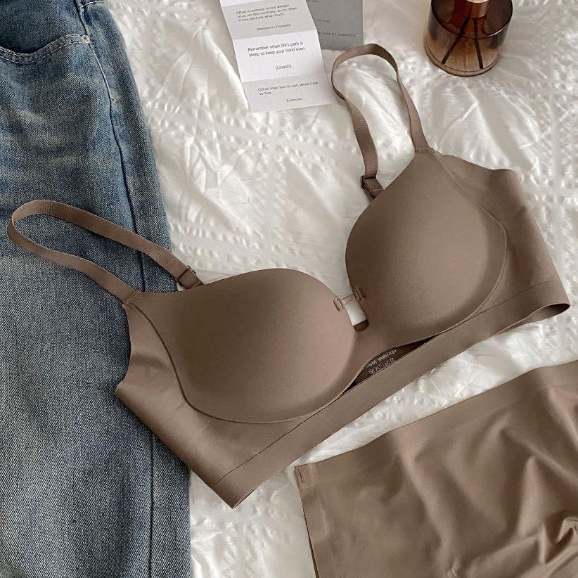 Аутентичный японский бесшовный утягивающий бюстгальтер для женщин - гладкий, без стального кольца, белый, небольшая поддержка груди