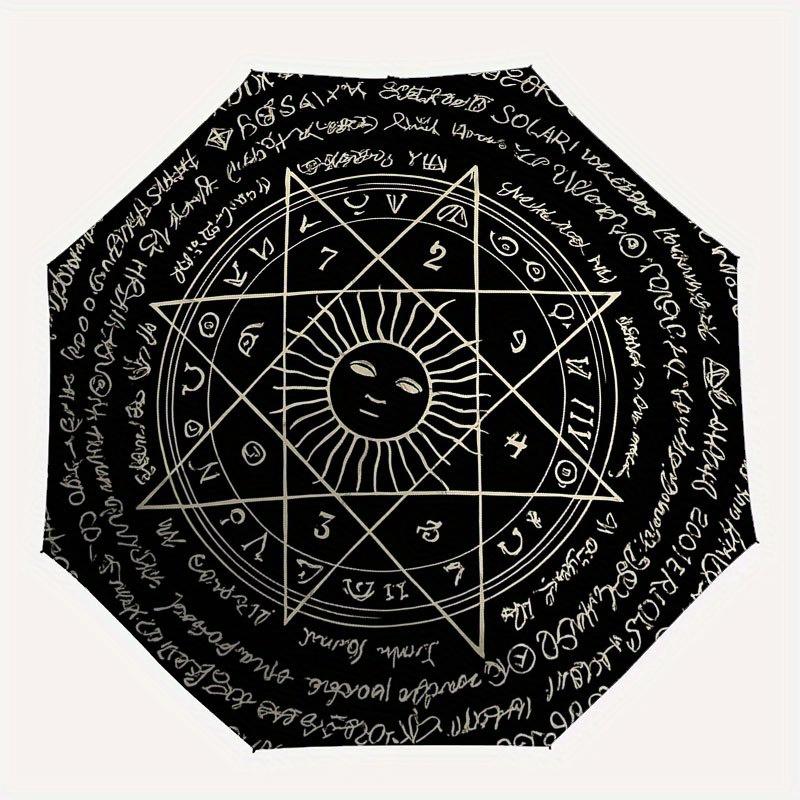 Enchanted Pentagram Symbol Tapestry, Mystic Decor for Your Space Umbrella, Cute Umbrella with Cute Design, Portable 3-Fold Compact Umbrella for Men &